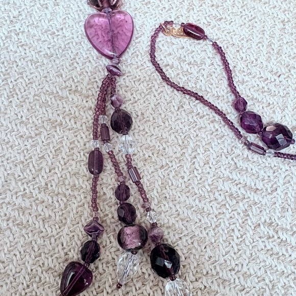 Vintage Sunya Currie purple glass bead necklace ❣️ - Picture 4 of 8